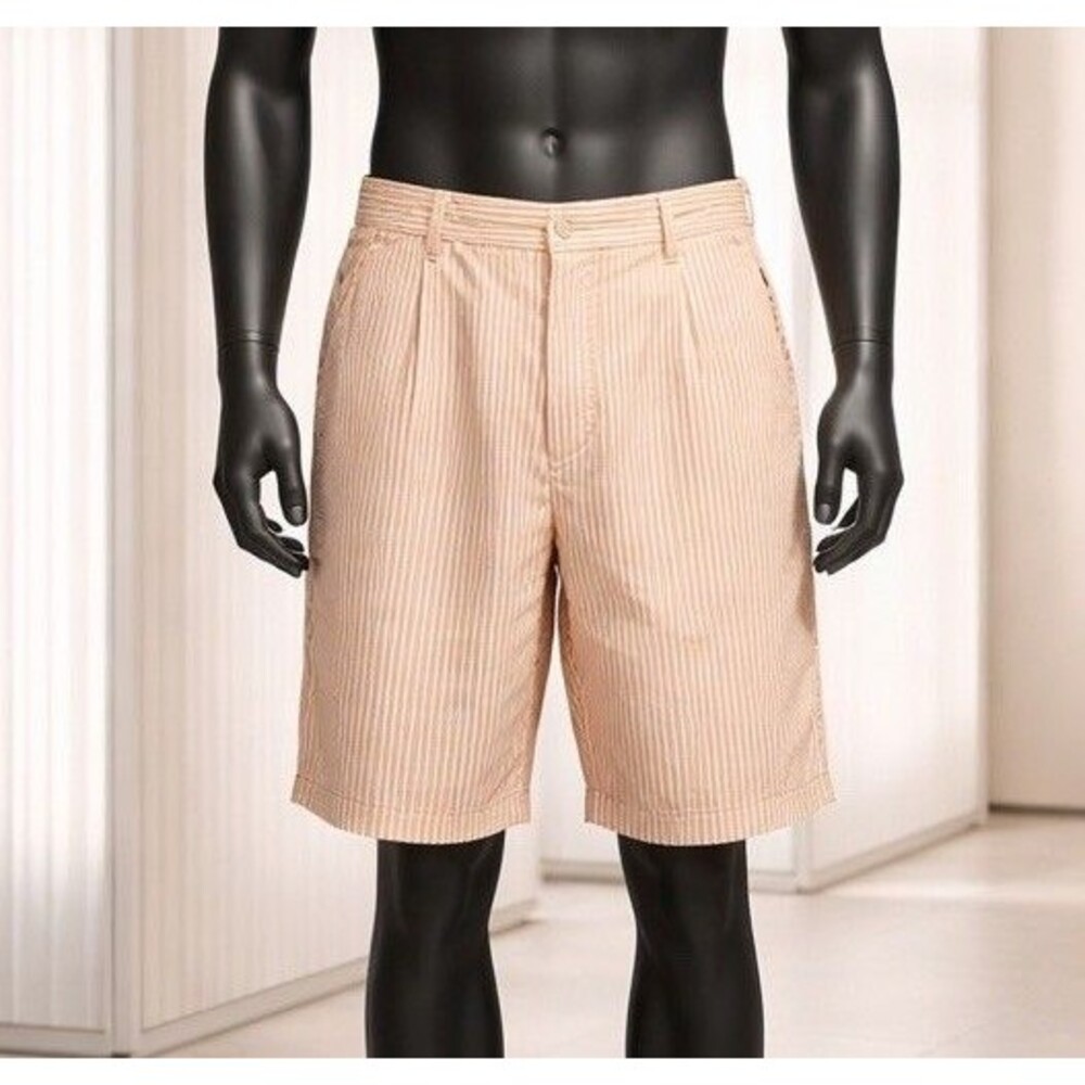 Men’s Shorts Size 38 Cotton Orange Pleated James Tattersall